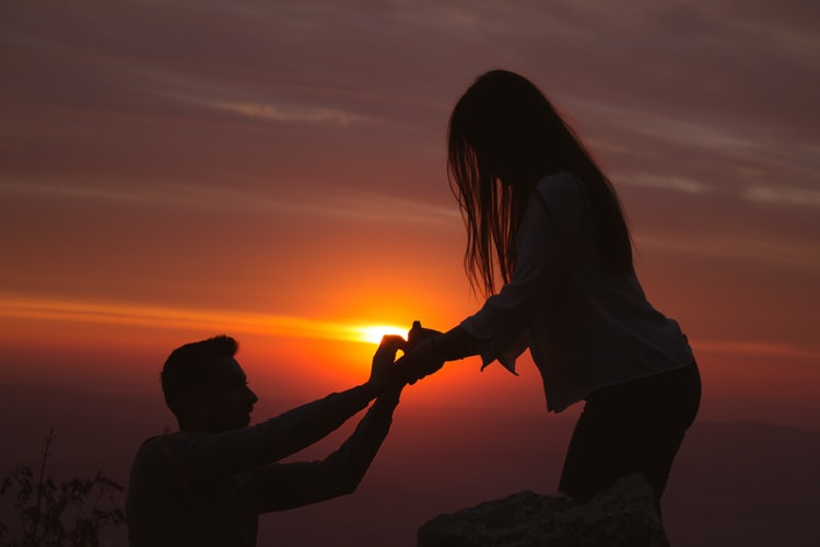 engagement during sunset