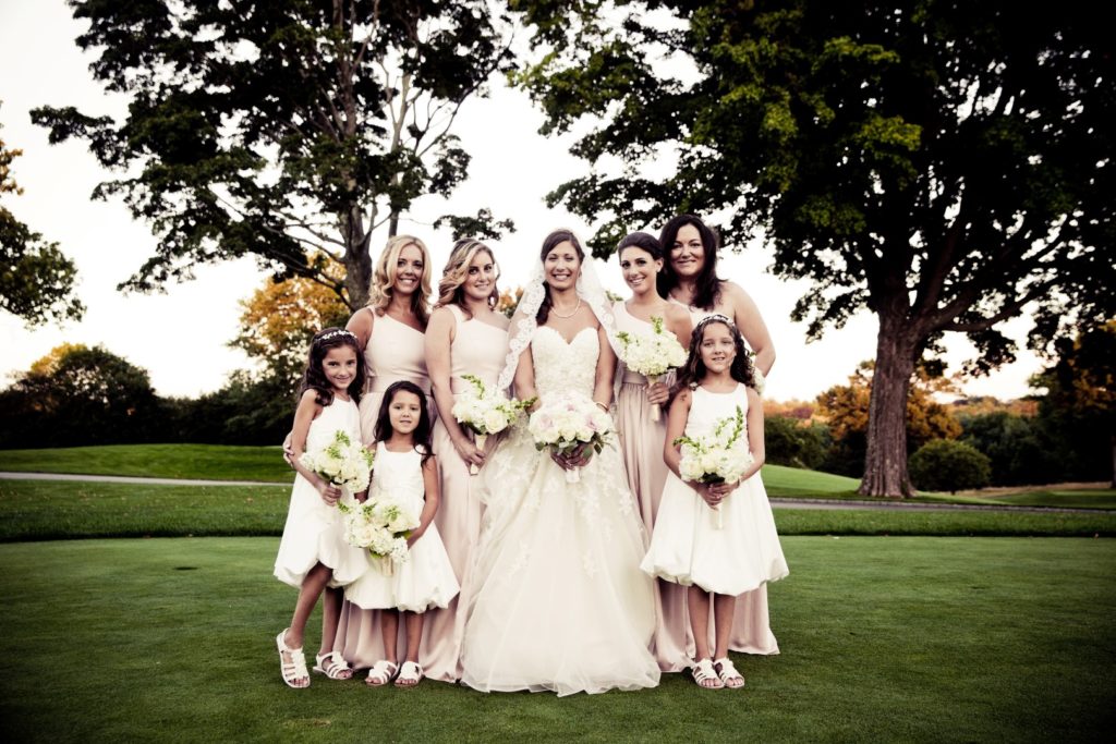 Bride and Bridesmaids posing together